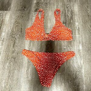 Burnt Orange and white dots